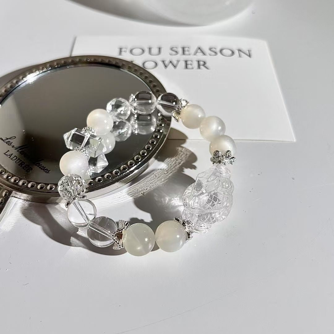 White Moonstone & Faceted Clear Quartz (CU04)