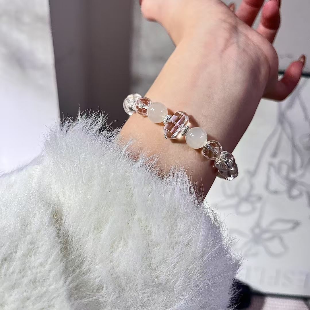 White Moonstone & Faceted Clear Quartz (CU04)