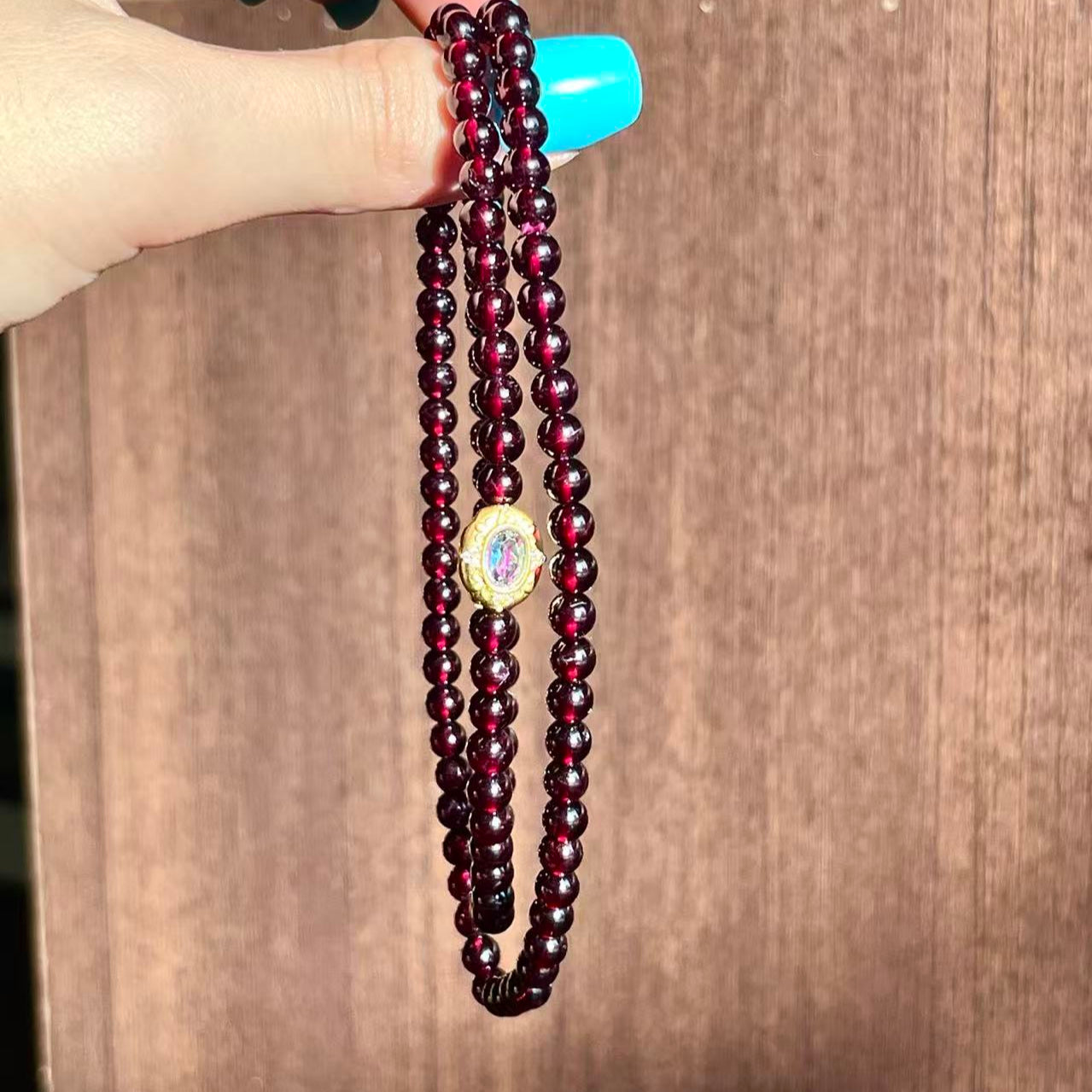 Multiple Wrap - Garnet & Blue Zircon  (BAC939)