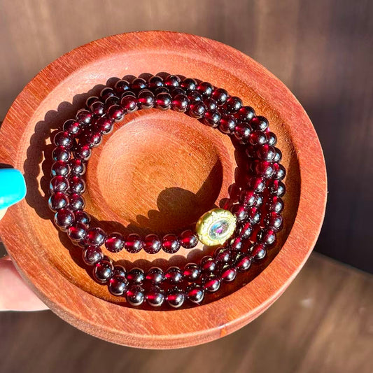 Multiple Wrap - Garnet & Blue Zircon  (BAC939)