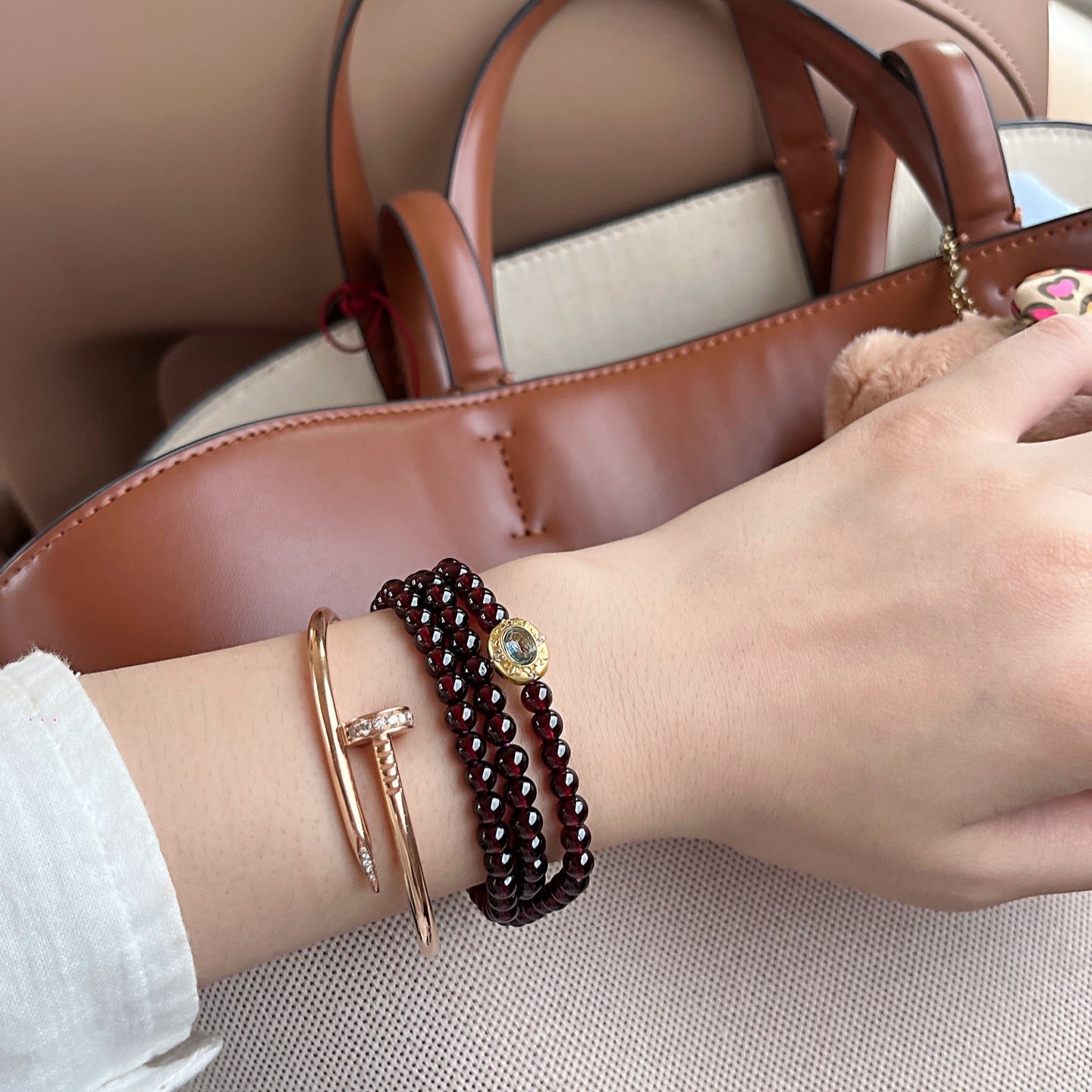 Multiple Wrap - Garnet & Blue Zircon  (BAC939)
