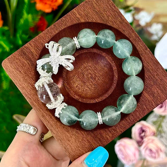 Green Fluorite & White Aze Bead (CJ03)