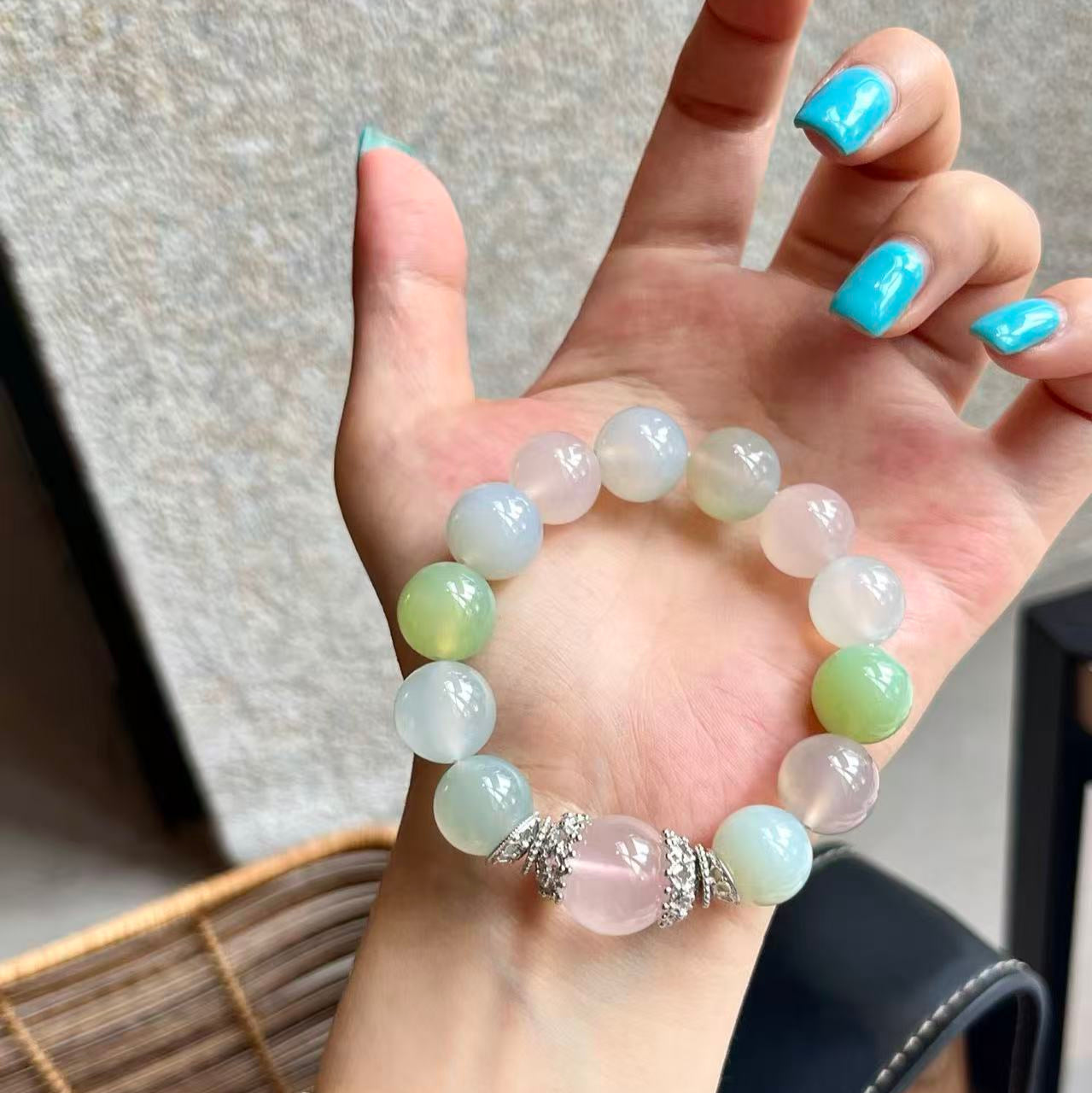 Premium - Icy Pink Quartz & Candy Agate Beads (X15)