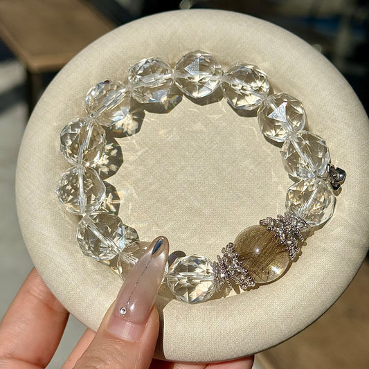 Premium - Faceted Clear Quartz & Cross-Star Rutilated Quartz (X01)