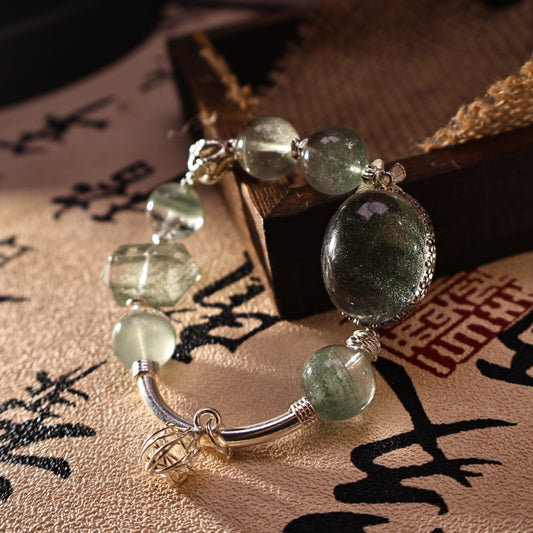 Golden Speckled Green Phantom Quartz Cabochon & Double Terminated (GCU12)