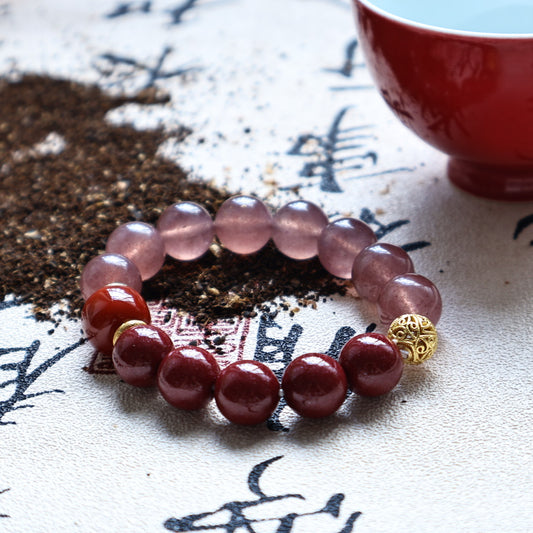 Strawberry Quartz & Cinnabar (CJ06)