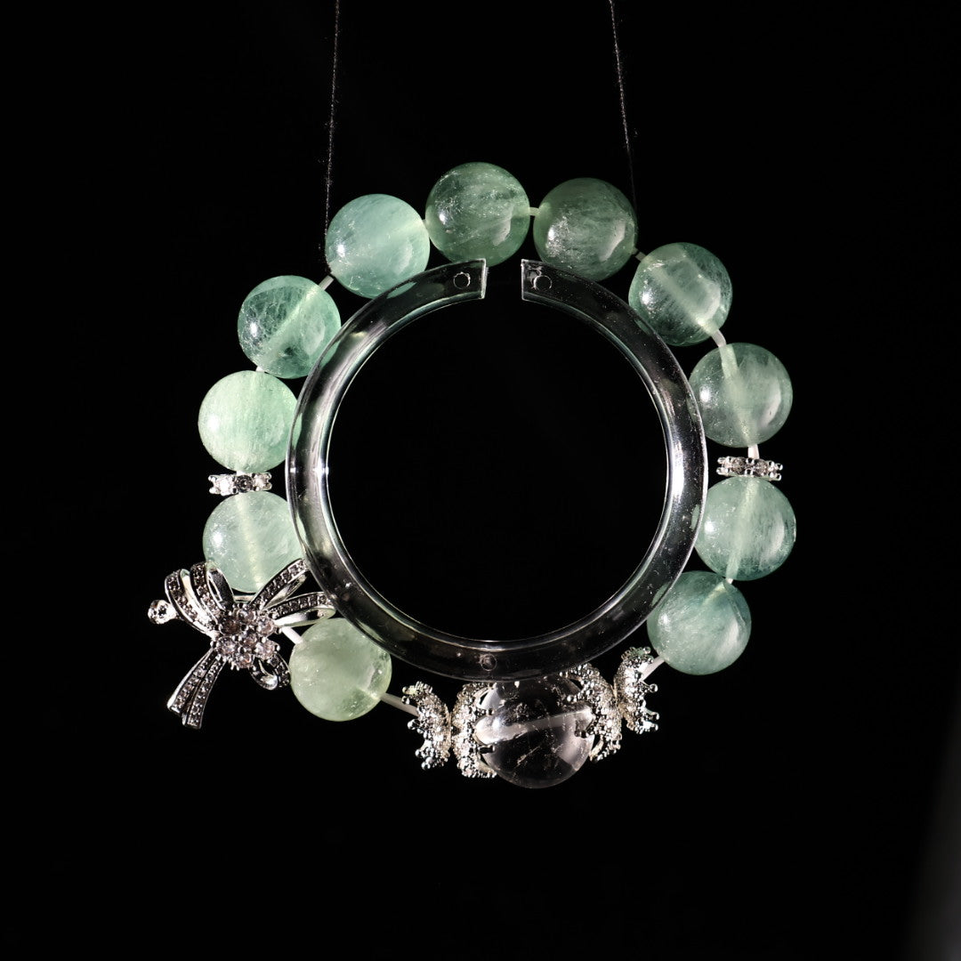 Green Fluorite & White Aze Bead (CJ03)