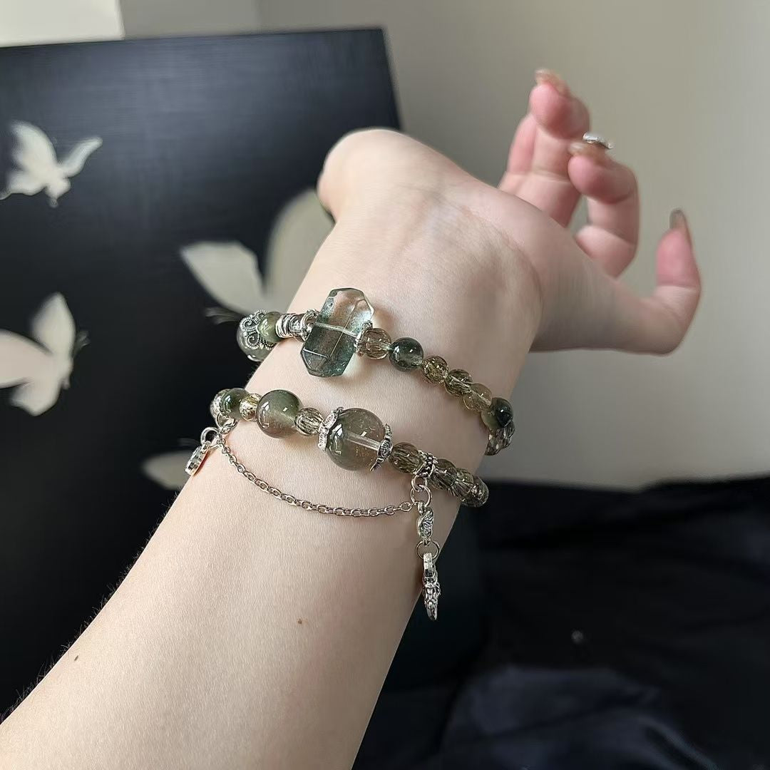 Double Wrap - Green Phantom Quartz & Green Rutilated Quartz (CU02)