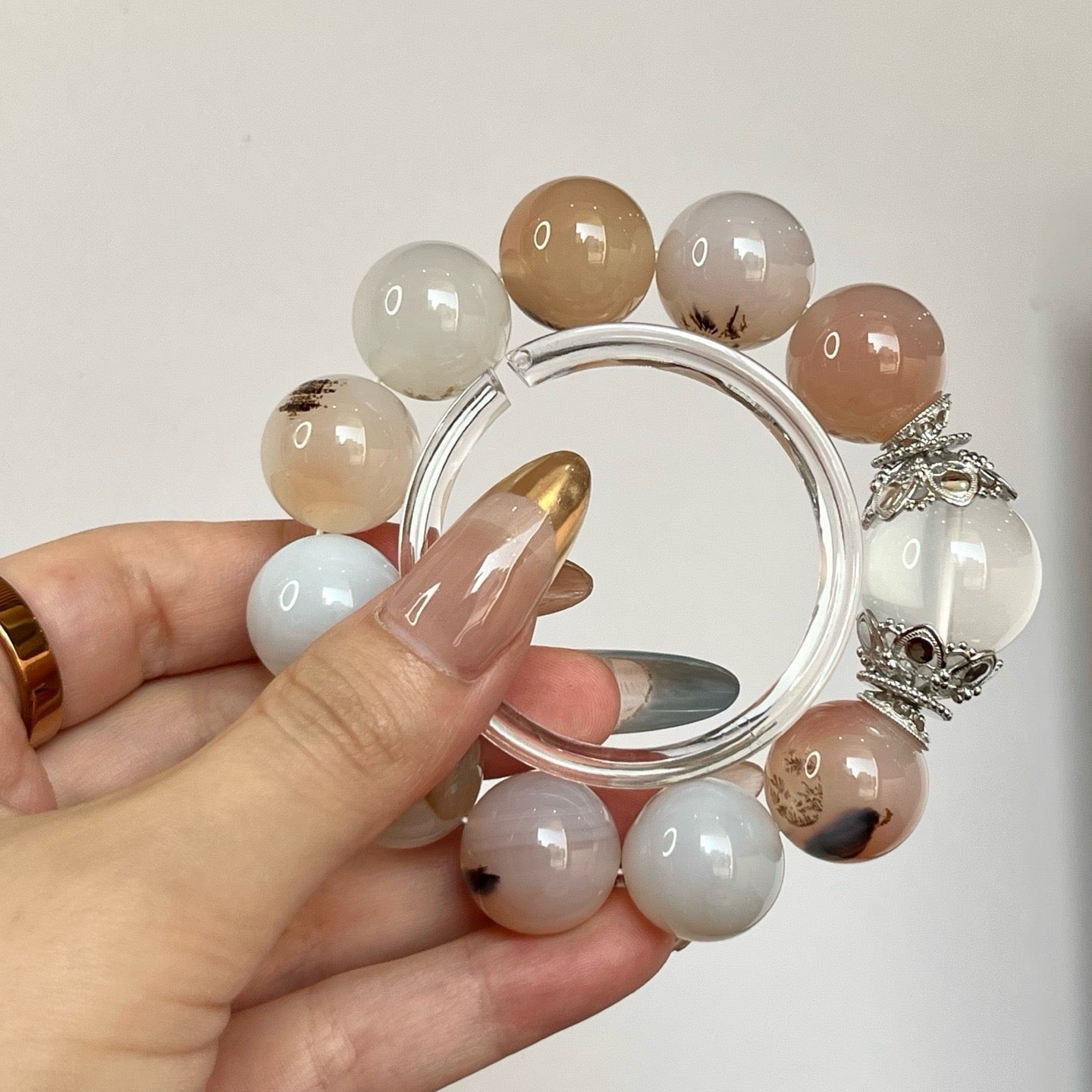 Premium - Ink Algae Agate & White Milky Quartz (X16)