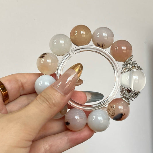 Premium - Ink Algae Agate & White Milky Quartz (X16)