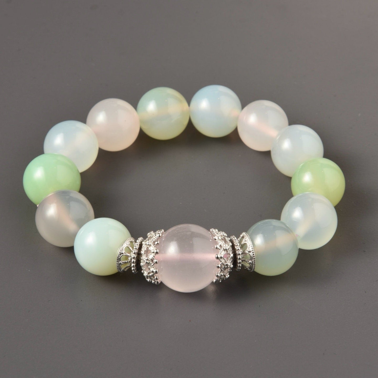 Premium - Icy Pink Quartz & Candy Agate Beads (X15)