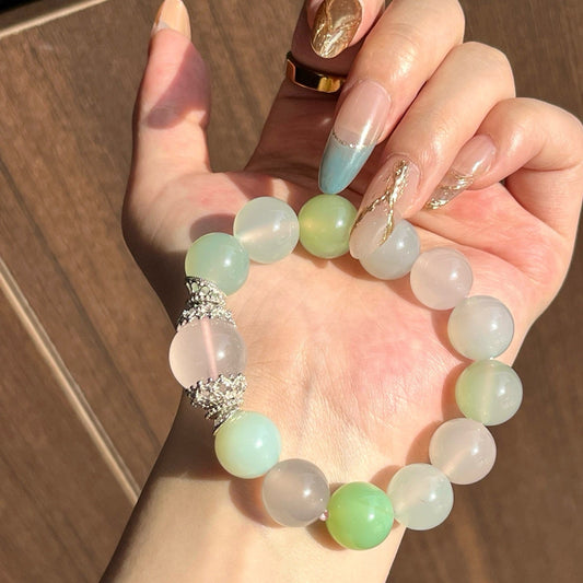 Premium - Icy Pink Quartz & Candy Agate Beads (X15)