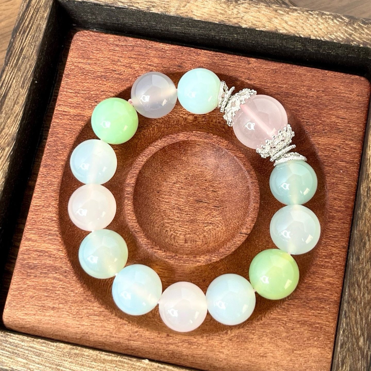 Premium - Icy Pink Quartz & Candy Agate Beads (X15)