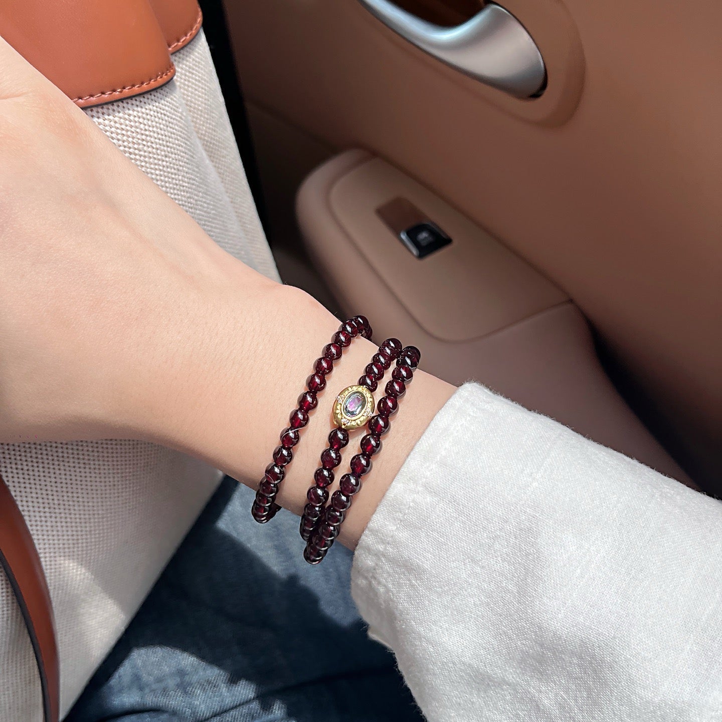Multiple Wrap - Garnet & Blue Zircon  (BAC939)