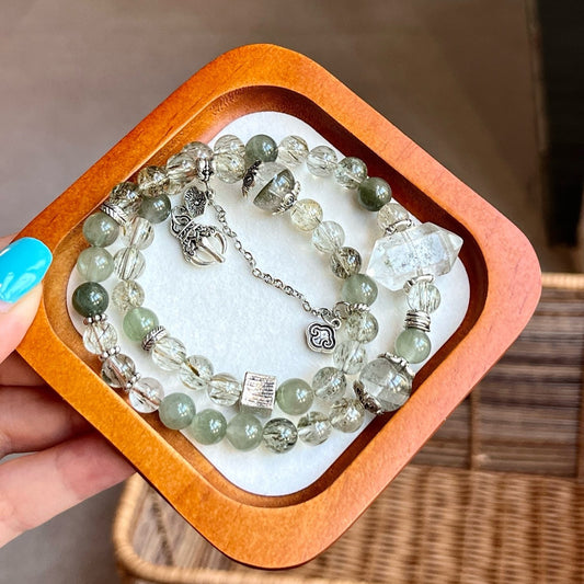 Double Wrap - Green Phantom Quartz & Green Rutilated Quartz (CU02)