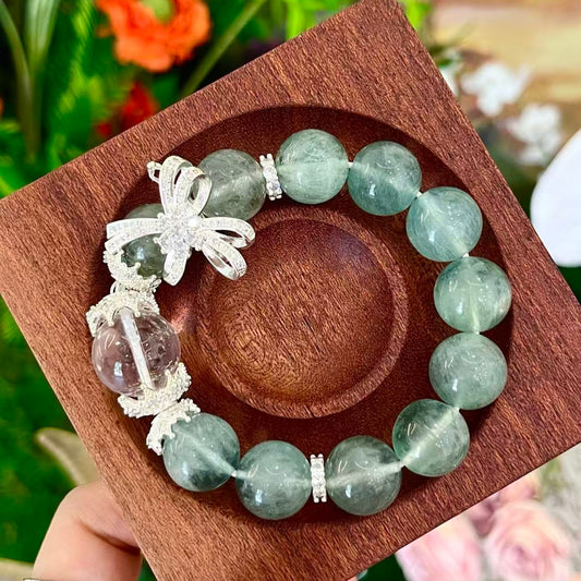 Green Fluorite & White Aze Bead (CJ03)