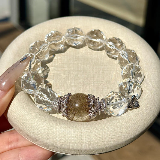 Premium - Faceted Clear Quartz & Cross-Star Rutilated Quartz (X01)