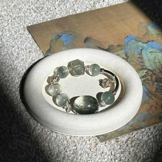 Golden Speckled Green Phantom Quartz Cabochon & Double Terminated (GCU12)