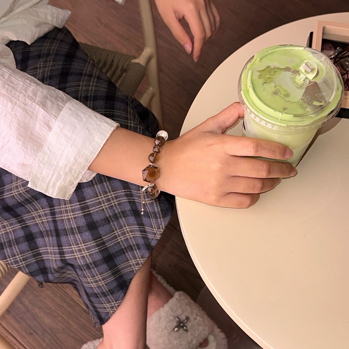 Smoky Quartz & AA Clear Quartz Bracelet (GCU11)